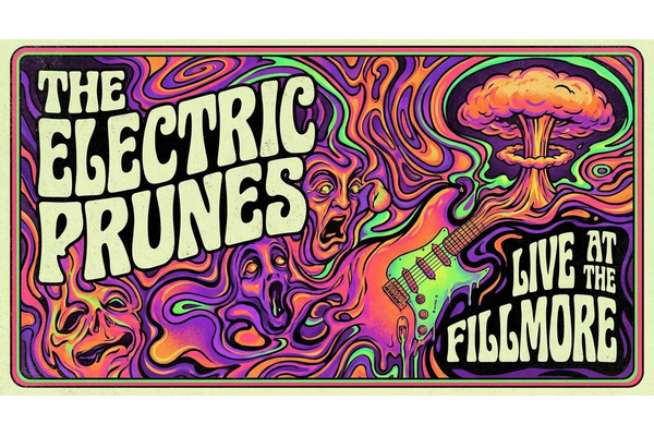 Psychedelische Rockkunst mit lebendigen Farben und surrealen Mustern aus den 60ern